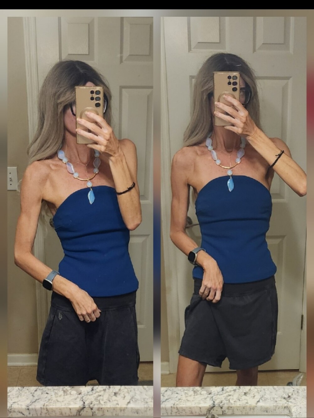 NWT Zara Cobalt Blue Rounded Strapless Top
